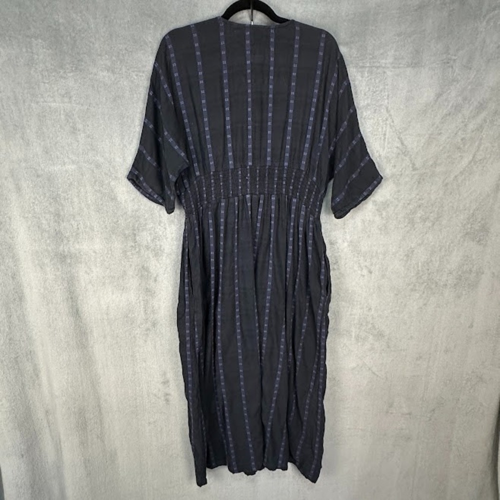 Ace & Jig Dress Womens 1X Black Blue V Neck Midi Comfort Boho Minimalist Indie - Picture 7 of 14